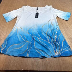 Noracora Abstract Print Tunic Top Boho Short Sleeve NWT Womens XXL